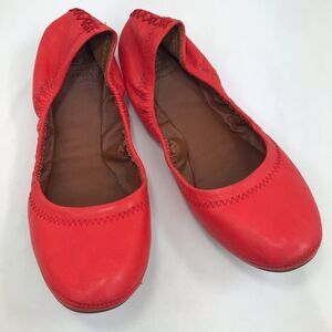 Lucky Brand Emmie Red Leather Elastic Side Ballet Flats